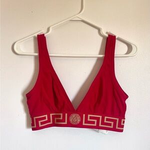 Red Versace Underwear Medusa V-Neck Bra
